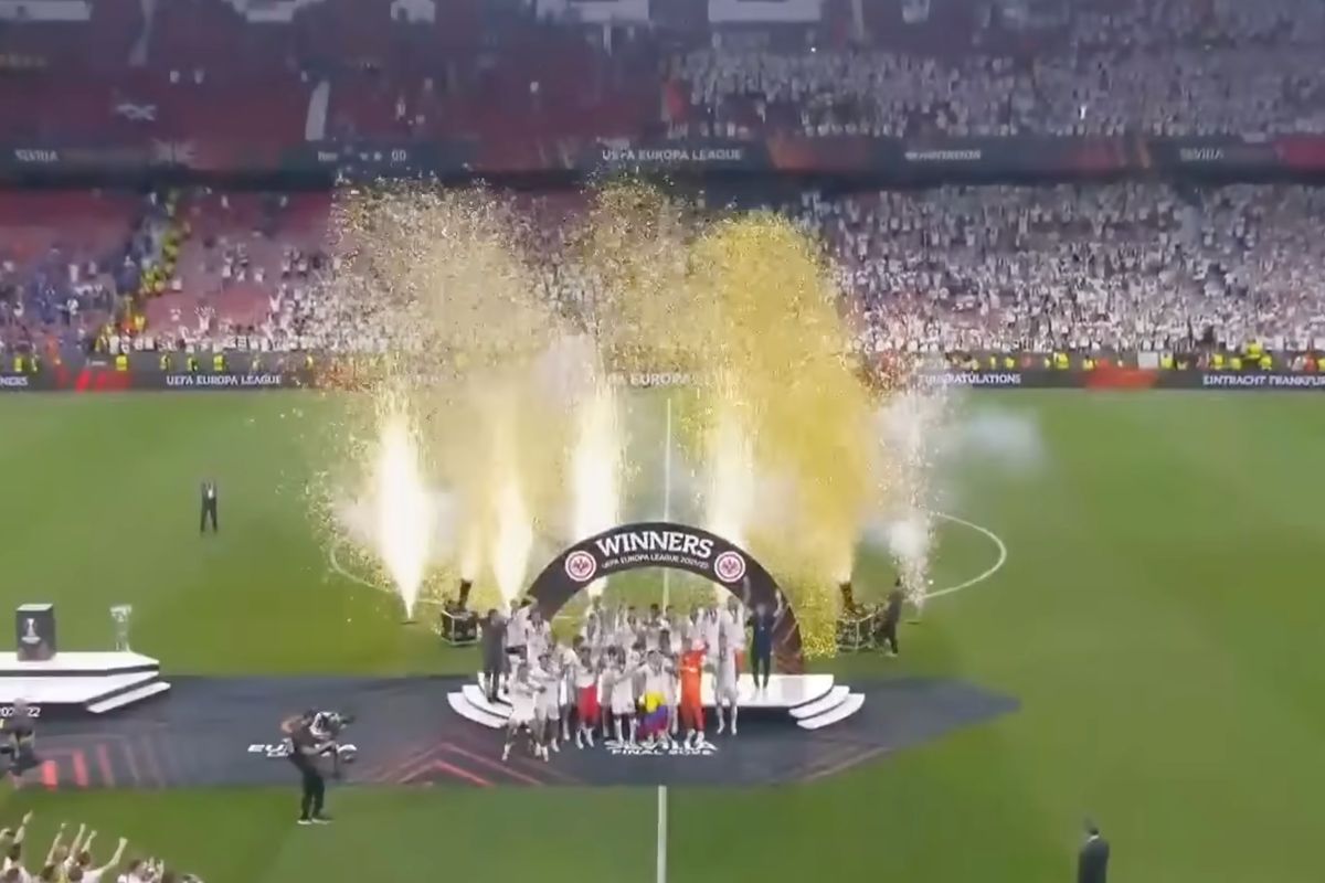 Sports Presentation Stage for UEFA Europa League Final Seville 2022 Trophy Winners